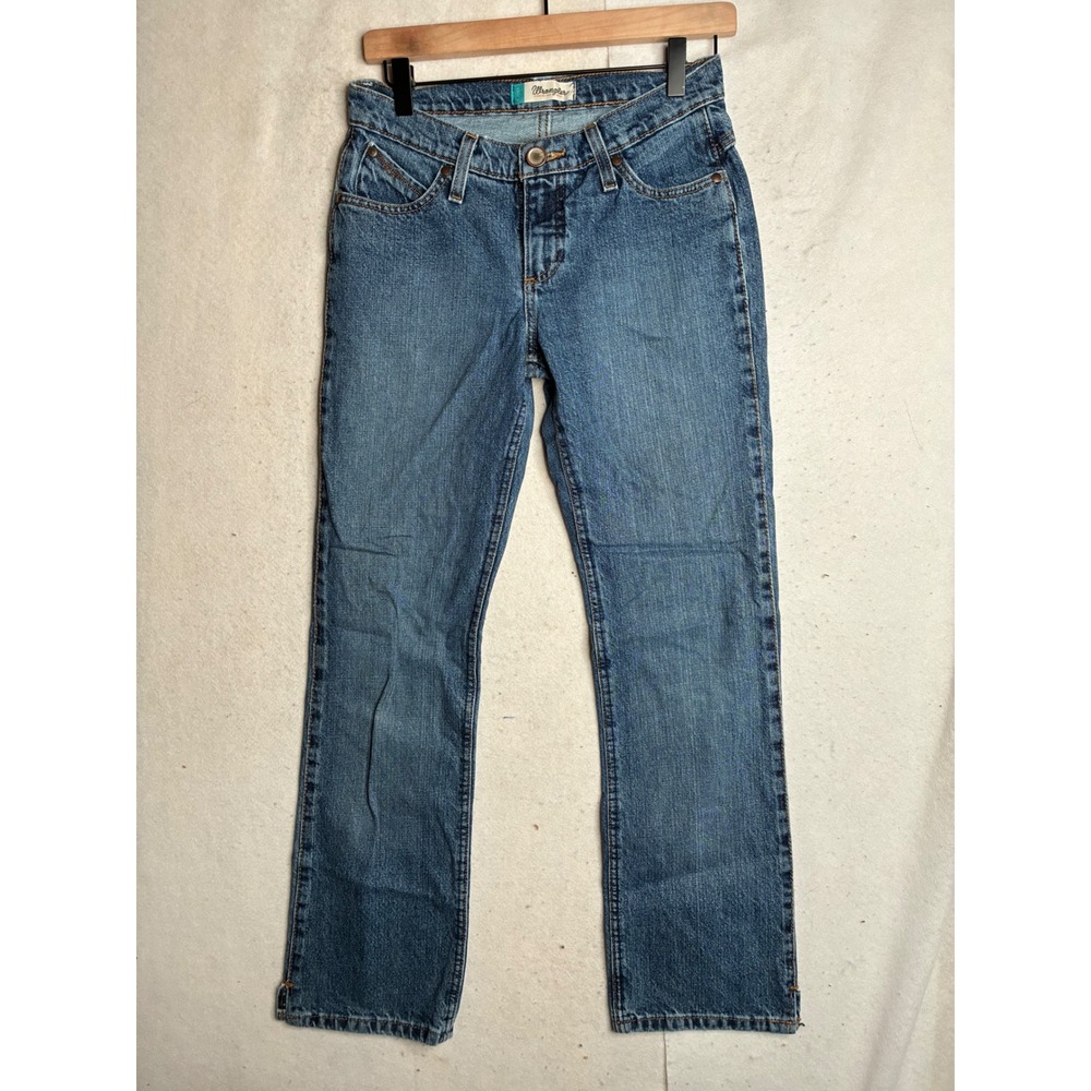 Wrangler Cowgirl‎ Cut Cash Jeans Medium Wash Straight Leg WRC10AS Womens 3/4x32